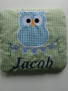 Preview: ♥ Körnerkissen Wärmekissen Dinkel Eule Wimpel