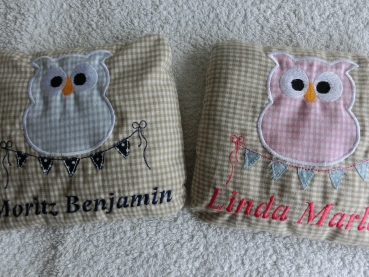 ♥ Körnerkissen Wärmekissen Dinkel Eule Wimpel