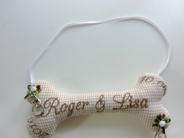 Preview: ♥ Ringkissen Knochen Wunschname Stickerei Hochzeit Hochzeitsknochen Just Married I Do Lüttentüddel®