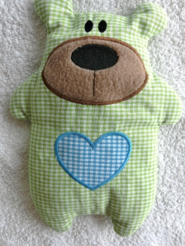 ♥ Knuddel Bär mit Herz Applikation Körnerkissen Wärmekissen Dinkel Wunschname