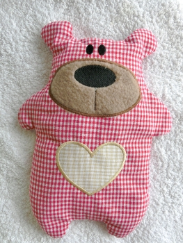 ♥ Knuddel Bär mit Herz Applikation Körnerkissen Wärmekissen Dinkel Wunschname