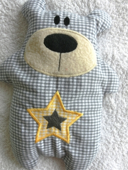 Preview: ♥ Knuddel Bär mit Stern Applikation Körnerkissen Wärmekissen Dinkel Wunschname von Lüttentüddel