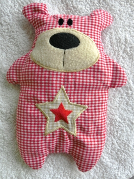 ♥ Knuddel Bär mit Stern Applikation Körnerkissen Wärmekissen Dinkel Wunschname von Lüttentüddel