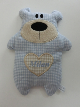 ♥ Knuddel Bär mit Herzapplikation Körnerkissen Wärmekissen Dinkel Wunschname