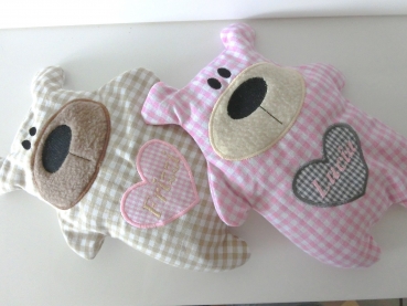 ♥ Knuddel Bär mit Herzapplikation Körnerkissen Wärmekissen Dinkel Wunschname