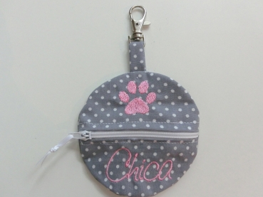 Preview: ♥ PFOTE Wunschname POOP BAG HUND KOTBEUTEL BESTICKT PUNKTE