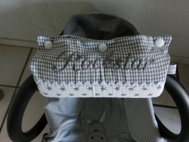 Preview: ♥ Armpolster für Babyschale ★ Lüttentüddel © ♥ Wunschname Schmetterlinge Sterne