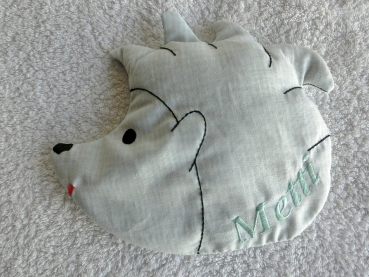 ♥ Igel Körnerkissen Wärmekissen Dinkel Wunschname Geschenk Einschulung Geburt Taufe von Lüttentüddel