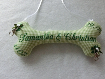 Preview: ♥ Ringkissen Knochen Wunschname Stickerei Hochzeit Hochzeitsknochen Just Married I Do