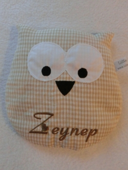 Eule Körnerkissen Wärmekissen Dinkel Wunschfarbe Name von Lüttentüddel