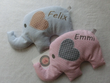 ♥ Elefant  Wunschname Körnerkissen Wärmekissen Dinkel Lavendel von Lüttentüddel