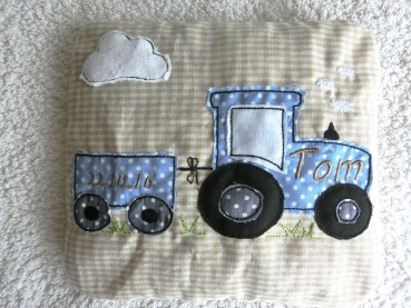 Preview: ♥ Traktor Trecker Körnerkissen Wärmekissen Dinkel Wunschfarbe Lüttentüddel