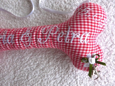 Preview: ♥ Ringkissen Knochen Wunschname Stickerei Hochzeit Hochzeitsknochen Standesamt Traumhochzeit Just Married I Do