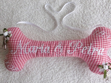 Preview: ♥ Ringkissen Knochen Wunschname Stickerei Hochzeit Hochzeitsknochen Just Married I Do Standesamt Kirche Braut Heirat von Lüttentüddel