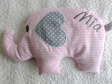 ♥ Baby Elefant  Wunschname Körnerkissen Wärmekissen Dinkel von Lüttentüddel