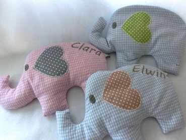 Preview: ♥ Elefant  Wunschname Körnerkissen Wärmekissen Dinkel Lavendel von Lüttentüddel