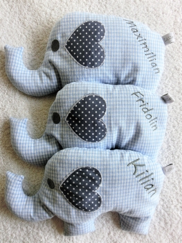 ♥ Baby Elefant  Wunschname Körnerkissen Wärmekissen Dinkel von Lüttentüddel