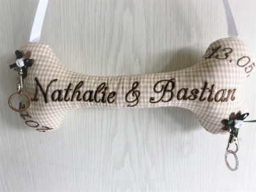 ♥ Ringkissen Knochen Wunschname Stickerei Hochzeit Hochzeitsknochen Just Married I Do