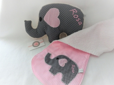 ♥ Elefant Schmusekissen Kita Taufe Geburt Einschulung Geschenk Name von Lüttentüddel