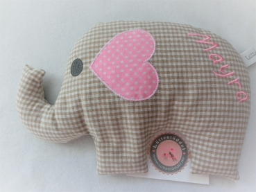 ♥ Elefant  Wunschname Körnerkissen Wärmekissen Dinkel Lavendel von Lüttentüddel