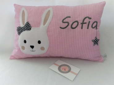 ★ 35x23 cm Kissen Geburt Hase Mädchen Name ★ von Lüttentüddel