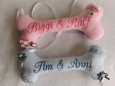 ♥ Zauberhaftes Ringkissen Knochen Wunschname Stickerei Hochzeit Standesamt  Hochzeitsknochen Just Married von LüttentüddelI