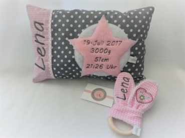 Preview: ★ 35x23 cm Kissen Geburt Stern Name ★ von Lüttentüddel