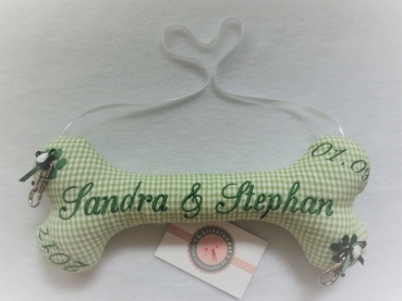 ♥ Ringkissen Knochen Wunschname Stickerei Hochzeit Hochzeitsknochen Just Married I Do