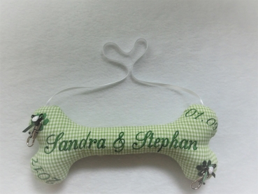 ♥ Ringkissen Knochen Wunschname Stickerei Hochzeit Hochzeitsknochen Just Married I Do