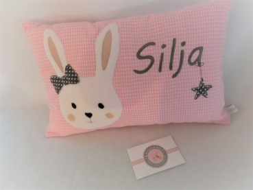 ★ 35x23 cm Kissen Geburt Hase Mädchen Name ★ von Lüttentüddel