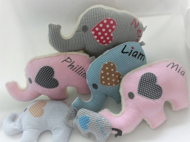 ♥ Elefant Schmusekissen Kita Taufe Einschulung Geburt Name von Lüttentüddel