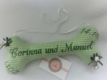 ♥ Ringkissen Knochen Wunschname Stickerei Hochzeit Hochzeitsknochen Just Married I Do