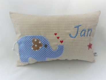 ★ 35x23 cm Kissen Geburt Elefant Name ★ von Lüttentüddel