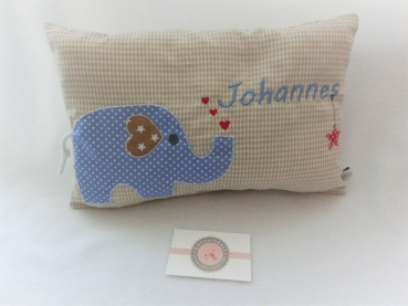 ★ 35x23 cm Kissen Geburt Elefant Name ★ von Lüttentüddel