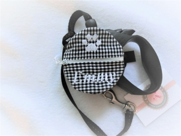 ♥ Wunschname Pfote POOP BAG HUND KOTBEUTEL BESTICKT Automatikleine Flexi