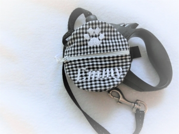 Preview: ♥ Wunschname Pfote POOP BAG HUND KOTBEUTEL BESTICKT Automatikleine Flexi