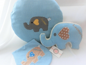 Preview: Elefant Körnerkissen Wärmekissen Dinkel Wunschfarbe Name Geburt Taufe Geschenk Geburtstag Einschulung von Lüttentüddel