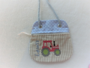 ★ Brustbeutel Traktor Trecker Name ★ Einschulung Badeanstalt Kita Schule Viele Farben und Muster von Lüttentüddel