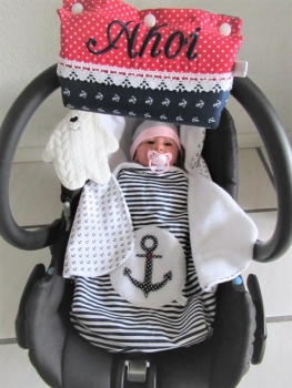♥ Ahoi Anker Armpolster Armschoner für Babyschale ★ Lüttentüddel © ♥ Wunschname