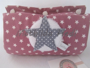 Preview: ♥ Beere Sterne Punkte Stern Armpolster Armschoner für Babyschale ★ Lüttentüddel © ♥ Wunschname