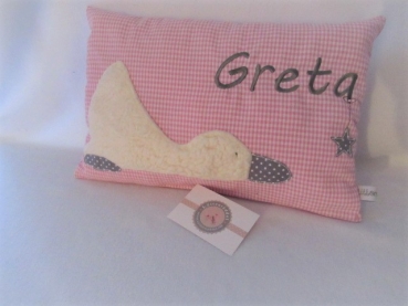 Preview: ★ 35x23 cm Kissen Geburt Ente Name ★ von Lüttentüddel