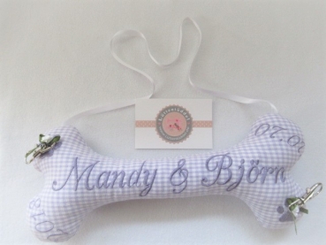 ♥ Ringkissen Knochen Wunschname Stickerei Standesamt Kirche Hochzeit Hochzeitsknochen Just Married I Do -