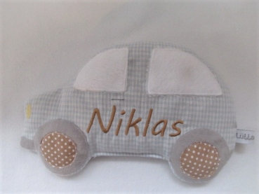 Preview: Auto Körnerkissen Wärmekissen Dinkel Wunschfarbe Name von Lüttentüddel