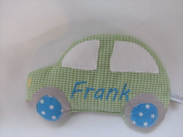 Preview: Auto Körnerkissen Wärmekissen Dinkel Wunschfarbe Wunschname Geburt Taufe Einschulung KITA Name von Lüttentüddel