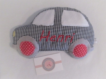 Auto Körnerkissen Wärmekissen Dinkel Wunschfarbe Wunschname Geburt Taufe Einschulung KITA Name von Lüttentüddel