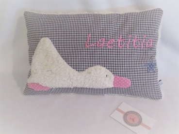 ★ 35x23 cm Kissen Geburt Ente Name  Geburt Einschulung Kita Geschenk Kuschelkissen Kissen to go...★ von Lüttentüddel