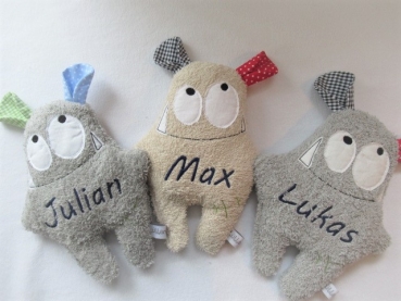 ♥  zauberhaftes liebes Monster Körnerkissen Wärmekissen Lavendel Name