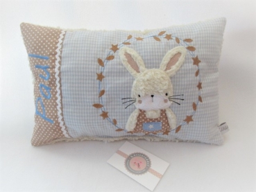 ★ 35x23 cm Kissen Geburt Hase  Junge Name ★ von Lüttentüddel