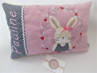 ★ 35x23 cm Kissen Geburt Einschulung Kita Taufe Hase  Mädchen Name ★ von Lüttentüddel