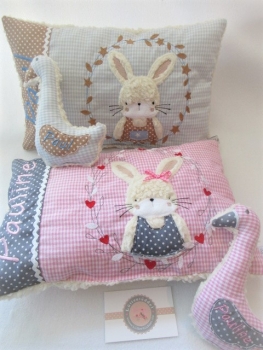 Preview: ★zauberhaftes  35x23 cm Kissen Geburt Einschulung Kita Taufe Hase  Mädchen Name ★ von Lüttentüddel